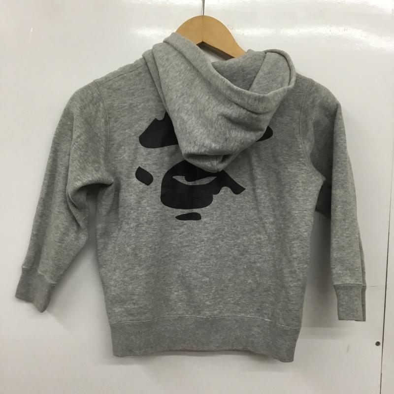 ベイプキッズ BAPEKIDS パーカー 長袖 キッズ フルジップ 前開き A BATHING APE 120 裏起毛 120cm ロゴ、文字 灰 / グレー /  ボーイズ USED 古着 中古 10150782