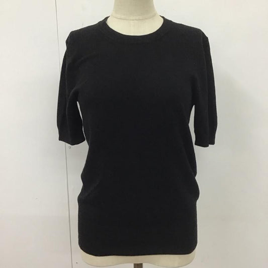 ザラ ZARA ニット、セーター 半袖 半袖ニットカットソー クルーネックカットソー 半袖セーター M 無地 黒 / ブラック /  レディース USED 古着 中古 10110444