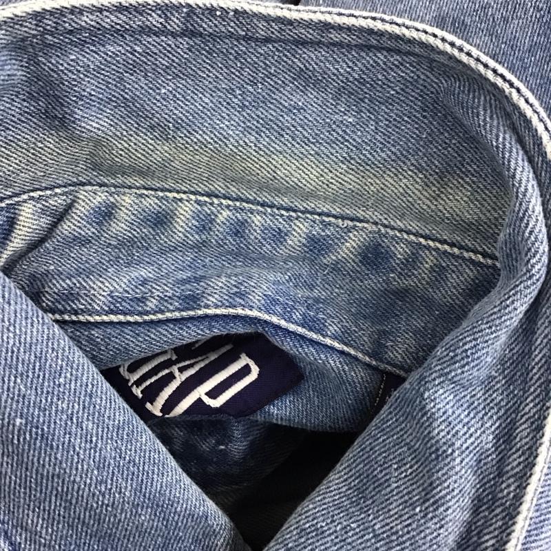 ギャップ GAP シャツ、ブラウス 長袖 OLD GAP デニムシャツ ボタンダウン 90年代 M 無地 青 / ブルー /  メンズ USED 古着 中古 10107644