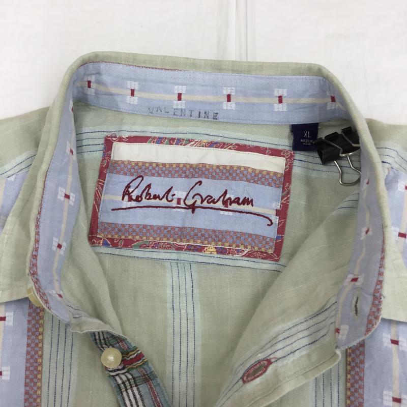 ユーズドクロージング used clothes シャツ、ブラウス 半袖 XL ストライプ 薄緑 / ライトグリーン /  メンズ USED 古着 中古 10129005