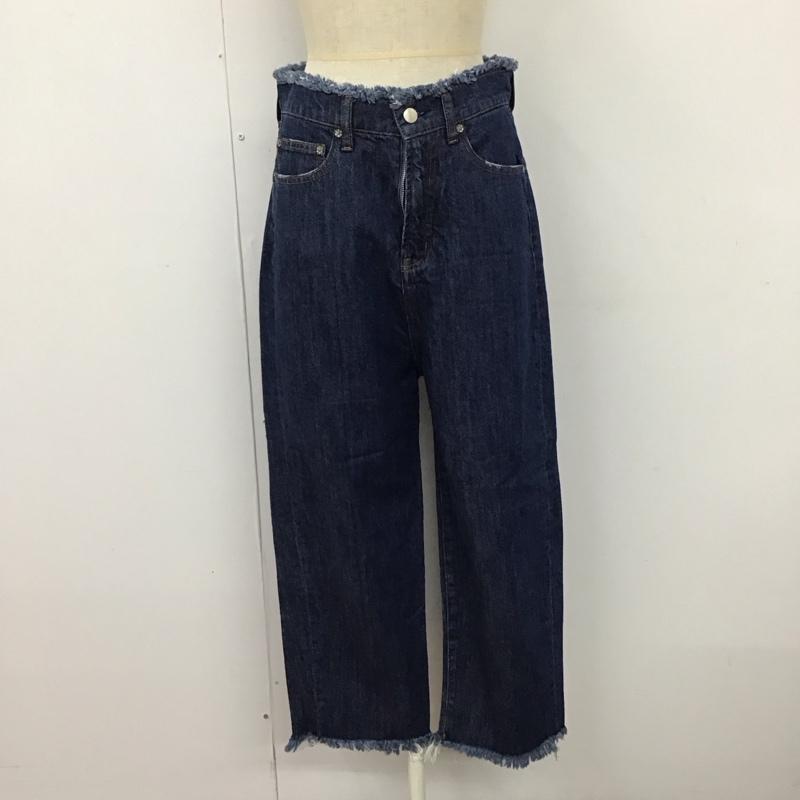 ロデオクラウンズ Rodeo Crowns パンツ デニム、ジーンズ 420ASZ11-0360 フリンジ ワイドパンツ S 無地 インディゴ / インディゴ /  レディース USED 古着 中古 10120594