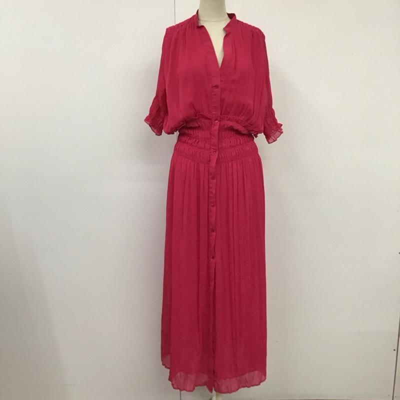 ザラ ZARA ワンピース ロングスカート 9878 151 630 半袖 スキッパー ギャザー シャーリング タグ付き XS 無地 マゼンタ / マゼンタ /  レディース USED 古着 中古 10116680