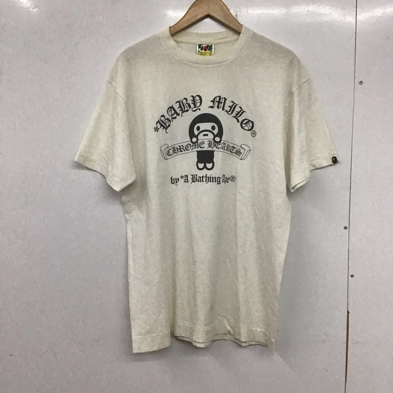 アベイシングエイプ A BATHING APE Tシャツ 半袖 Chrome Hearts クロムハーツ コラボ マイロ ロゴ L プリント 白 / ホワイト /  メンズ USED 古着 中古 10133565