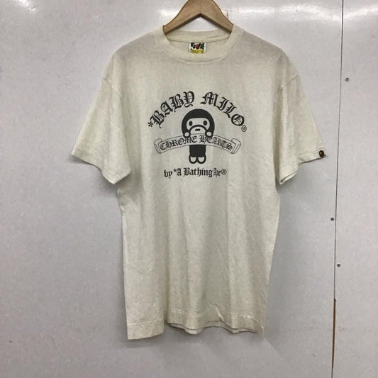 アベイシングエイプ A BATHING APE Tシャツ 半袖 Chrome Hearts クロムハーツ コラボ マイロ ロゴ L プリント 白 / ホワイト /  メンズ USED 古着 中古 10133565