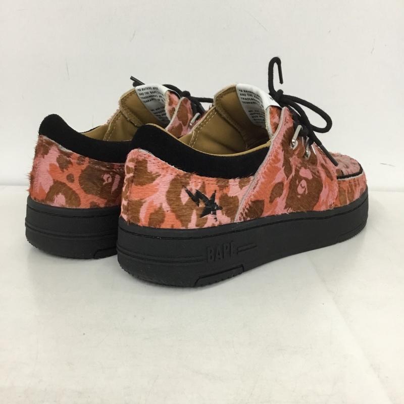 アベイシングエイプ A BATHING APE カジュアルシューズ カジュアルシューズ BAPE CREEP STA 箱有 24cm 25FW レオパードカモ 24.0cm 総柄 桃 / ピンク /  レディース USED 古着 中古 10145445