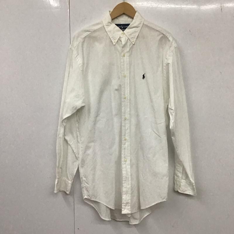 ラルフローレン RALPHLAUREN シャツ、ブラウス 長袖 長袖シャツ 無地シャツ カラーシャツ ボタンダウンシャツ M ロゴ、文字 白 / ホワイト /  メンズ USED 古着 中古 10132424