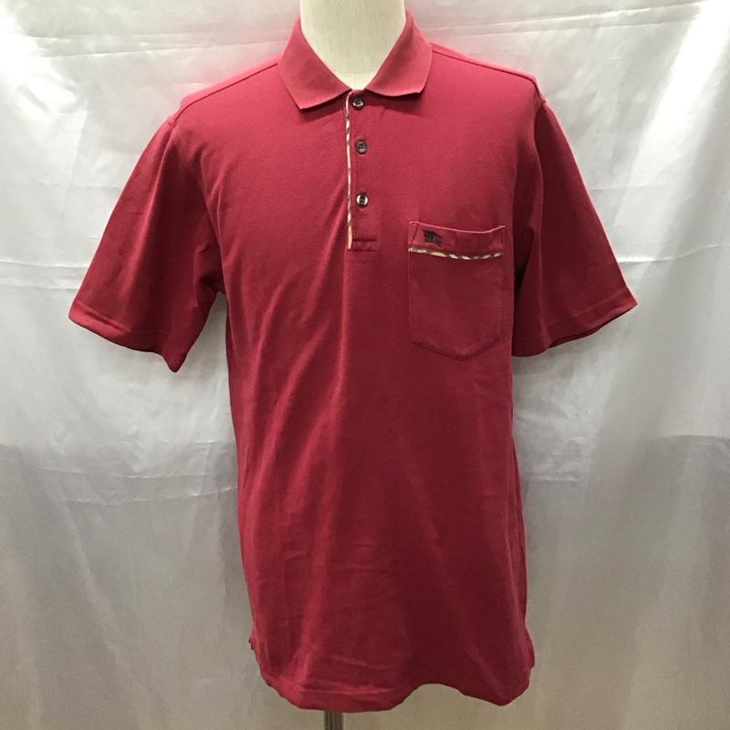 バーバリーロンドン Burberry London ポロシャツ 半袖 半袖ポロシャツ カラーシャツ 半袖カットソー M ロゴ、文字 えんじ / ワインレッド /  メンズ USED 古着 中古 10111802