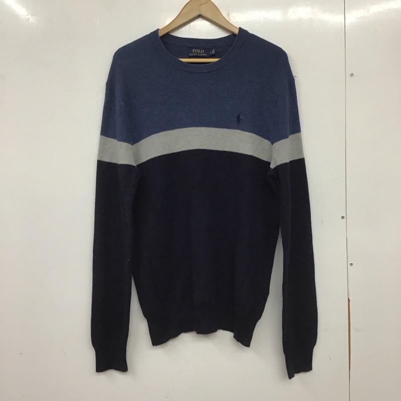 ポロラルフローレン POLO RALPH LAUREN ニット、セーター 長袖 長袖ニットカットソー クルーネック セーター M ボーダー柄 マルチカラー / マルチカラー /  メンズ USED 古着 中古 10138916