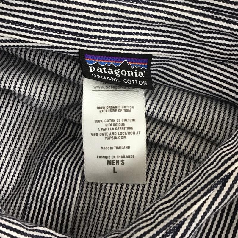 パタゴニア patagonia シャツ、ブラウス 長袖 52631FA11 ワークシャツ L ストライプ 白 / ホワイト / X 紺 / ネイビー /  メンズ USED 古着 中古 10110819
