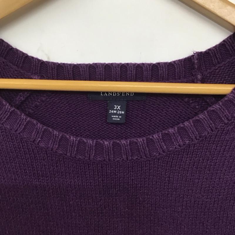 ランズエンド LANDS END ニット、セーター 長袖 長袖ニットカットソー クルーネック セーター 無地 紫 / パープル /  メンズ USED 古着 中古 10140307