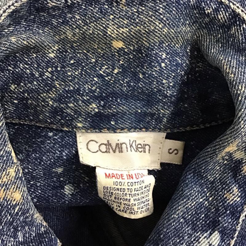 カルバン・クライン Calvin Klein ジャケット、上着 ジャケット、ブレザー デニムジャケット Gジャン S 無地 青 / ブルー /  メンズ USED 古着 中古 10123509