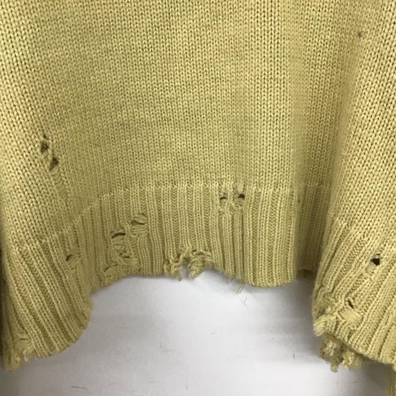 ニコアンド niko and... ニット、セーター 長袖 NKN26682CF ダメージ加工 L 無地 黄 / イエロー /  レディース USED 古着 中古 10147787