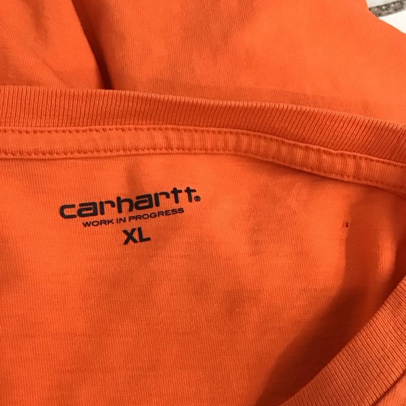 カーハート Carhartt カットソー 長袖 長袖カットソー クルーネックカットソー ロングスリーブカットソー プリントTシャツ XL ロゴ、文字 橙 / オレンジ /  メンズ USED 古着 中古 10112755