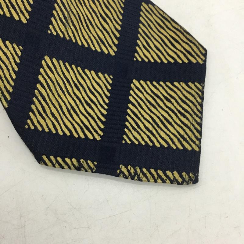 イヴサンローラン Yves Saint Laurent ネクタイ ネクタイ 総柄 紺 / ネイビー / X 金 / ゴールド /  メンズ USED 古着 中古 10150226