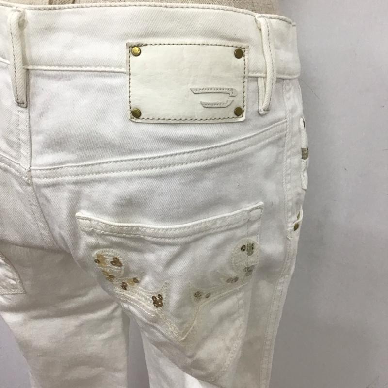 ディーゼル DIESEL パンツ デニム、ジーンズ デニムパンツ スリムパンツ 足首ゴム ジーンズ 26インチ 無地 白 / ホワイト /  レディース USED 古着 中古 10108465