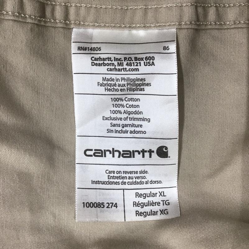 カーハート Carhartt シャツ、ブラウス 長袖 長袖シャツ カラーシャツ ポケットシャツ 長袖カットソー ボタンダウンシャツ XL ロゴ、文字 ベージュ / ベージュ /  メンズ USED 古着 中古 10111807