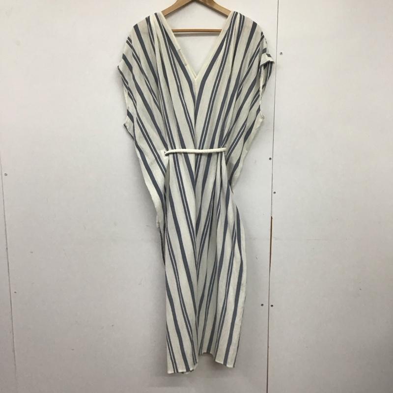 アメリカンラグシー AMERICAN RAG CIE ワンピース ロングスカート AMR-dms-L171-OP076 Vネック FREE ストライプ 白 / ホワイト / X 紺 / ネイビー /  レディース USED 古着 中古 10142276