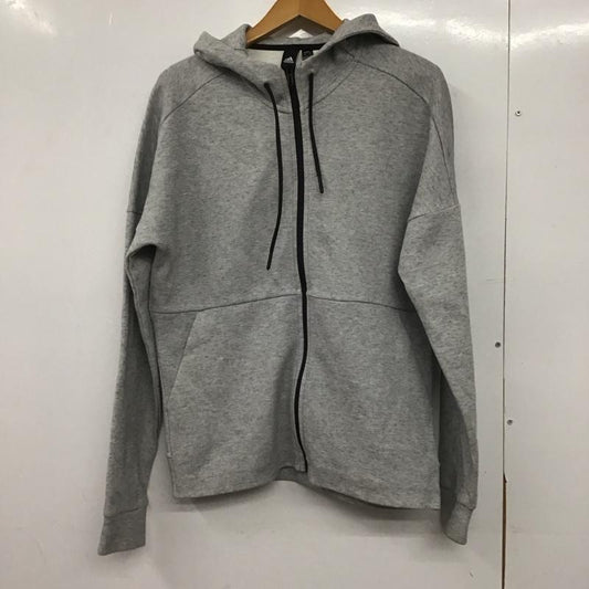 アディダス adidas パーカー 長袖 cg2088 スタジアムフルジップフーディー パーカー スポーツウェア L ロゴ、文字 灰 / グレー /  メンズ USED 古着 中古 10145681