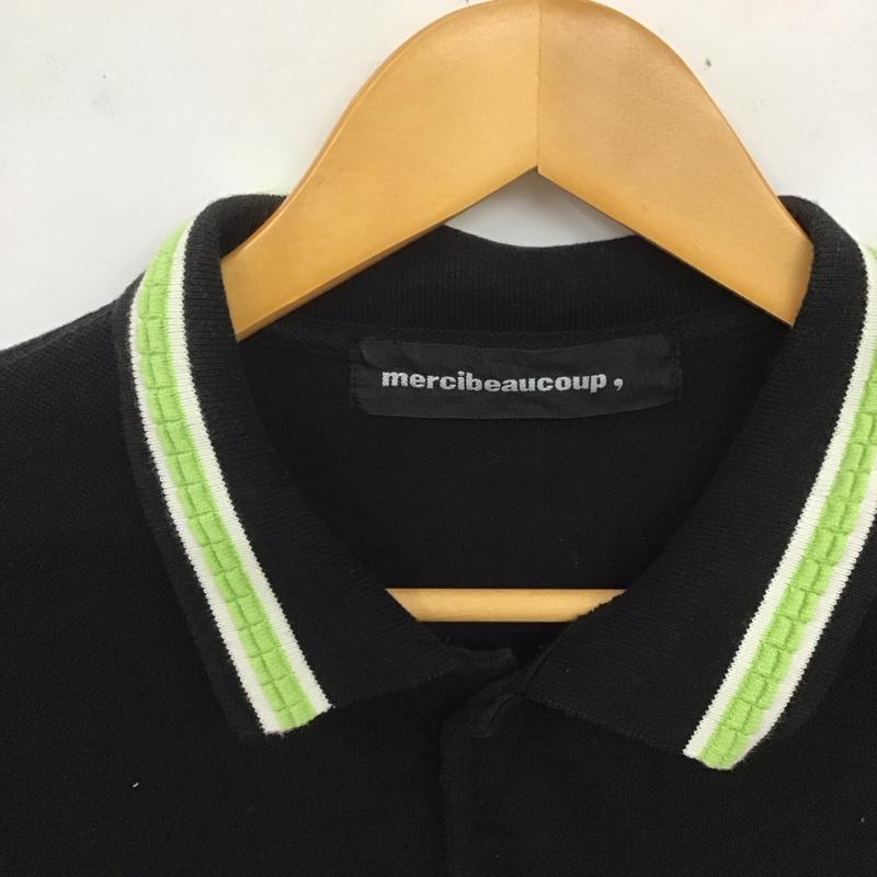 メルシーボークー mercibeaucoup, ポロシャツ 半袖 半袖カットソー 半袖ポロシャツ 3 無地 黒 / ブラック /  メンズ USED 古着 中古 10128779