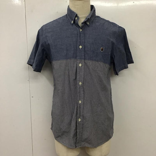 アベイシングエイプ A BATHING APE Tシャツ 半袖 半袖シャツ カラーシャツ 半袖カットソー デニムシャツ L ロゴ、文字 インディゴ / インディゴ /  メンズ USED 古着 中古 10117278