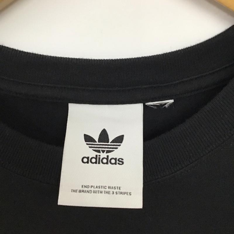 アディダス adidas カットソー 長袖 長袖カットソー プリントカットソー クルーネック ロゴ、文字 黒 / ブラック /  メンズ USED 古着 中古 10133710