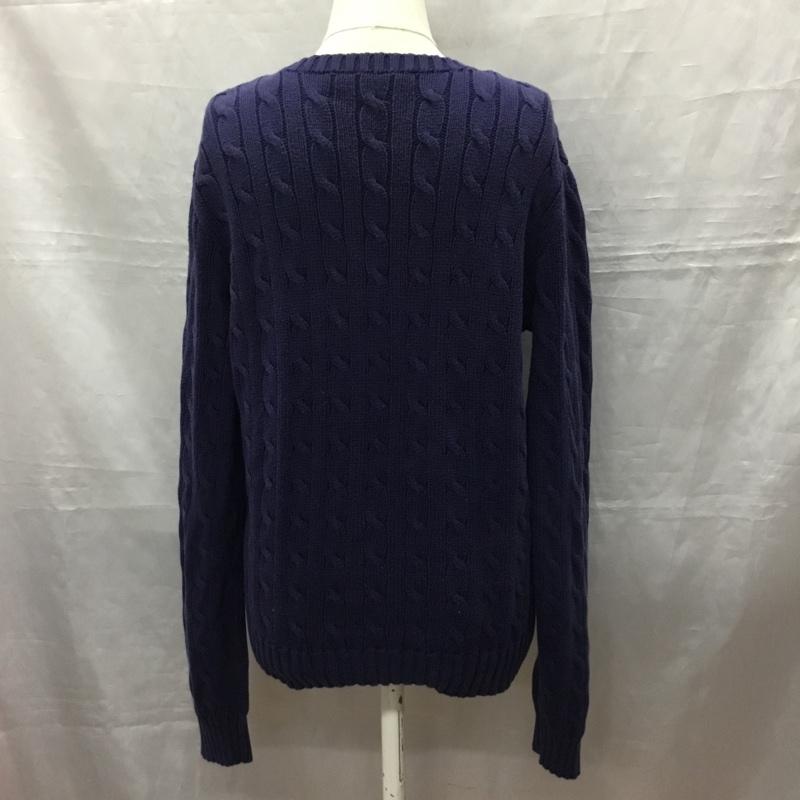 ラルフローレン RALPHLAUREN ニット、セーター 長袖 コットン クルーネック L ワンポイント 紺 / ネイビー /  レディース USED 古着 中古 10118374