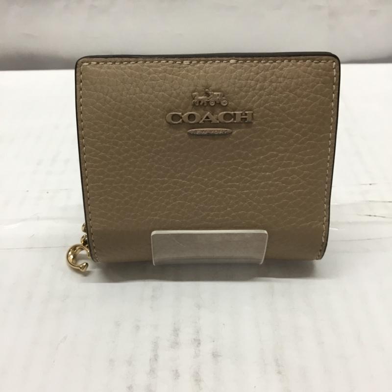 コーチ COACH 財布 二つ折り ロゴ、文字 ベージュ / ベージュ /  レディース USED 古着 中古 10109759