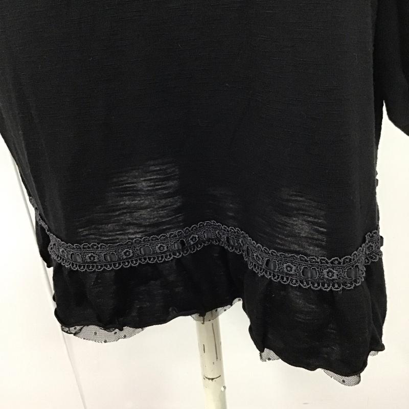 アクシーズファム axes femme カーディガン 長袖 長袖カーディガン 長袖カットソー ノーカラージャケット 前開カーディガン M 無地 黒 / ブラック /  レディース USED 古着 中古 10113703