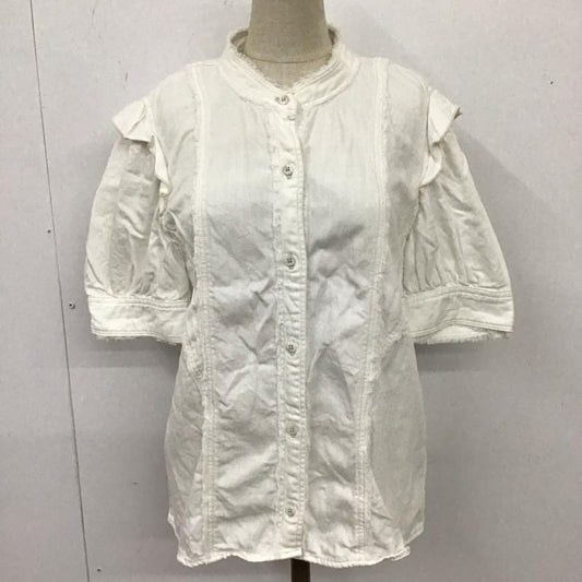 マウジー MOUSSY シャツ、ブラウス 半袖 010ES211-0820-1 デニムフリルシャツ 1 無地 白 / ホワイト /  レディース USED 古着 中古 10114471