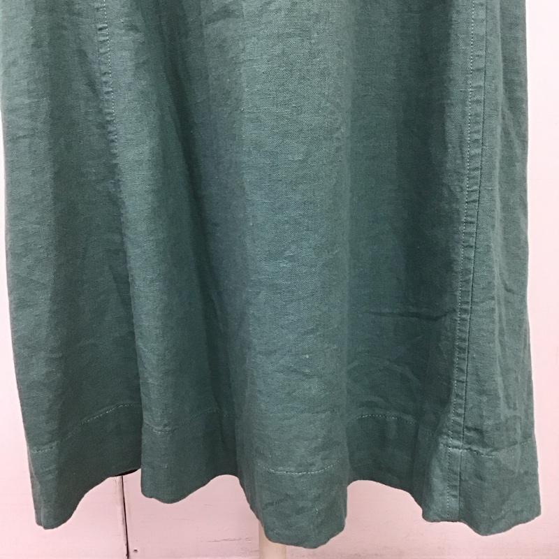 グリーンレーベルリラクシング green label relaxing ワンピース ロングスカート 3626-199-2801 ブリーズリネンワンピース ポケット付き Vネック 無地 緑 / グリーン /  レディース USED 古着 中古 10115510