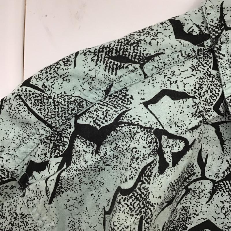 古着 USED シャツ、ブラウス 半袖 ユーロ古着 コットン 総柄 黒 / ブラック / X 水色 / ライトブルー /  メンズ USED 古着 中古 10117749