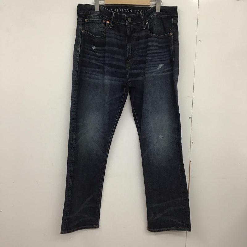 アメリカンイーグル AMERICANEAGLE パンツ デニム、ジーンズ デニムパンツ ワイドパンツ カジュアルパンツ ストレッチパンツ 34 ダメージ加工 インディゴ / インディゴ /  メンズ USED 古着 中古 10148175