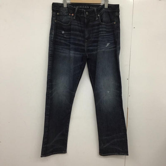 アメリカンイーグル AMERICANEAGLE パンツ デニム、ジーンズ デニムパンツ ワイドパンツ カジュアルパンツ ストレッチパンツ 34 ダメージ加工 インディゴ / インディゴ /  メンズ USED 古着 中古 10148175