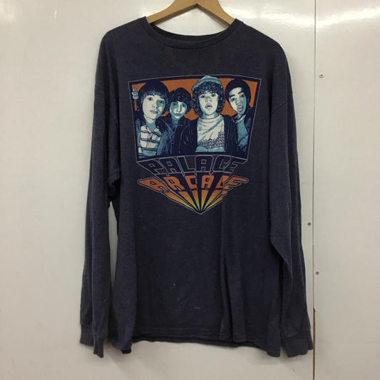 古着 USED カットソー 長袖 長袖カットソー プリントカットソー クルーネック XL プリント 紺 / ネイビー /  メンズ USED 古着 中古 10142623