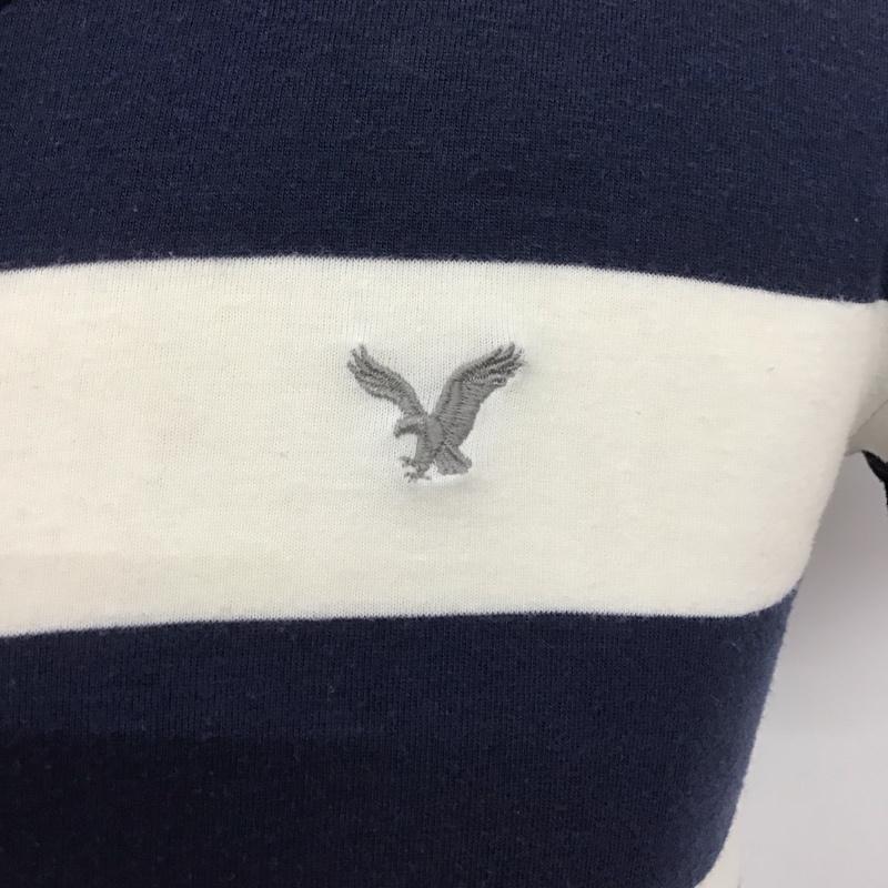 アメリカンイーグル AMERICANEAGLE カットソー 長袖 半袖ボーダーカットソー 半袖Tシャツ Vネック XS ボーダー柄 白 / ホワイト / X 紺 / ネイビー /  メンズ USED 古着 中古 10113137