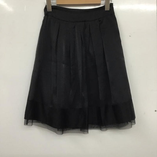 イネド INED スカート ひざ丈スカート プリーツスカート 7 無地 黒 / ブラック /  レディース USED 古着 中古 10138955