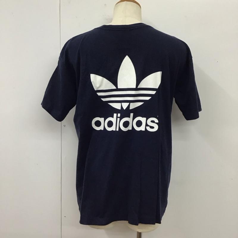 アディダス adidas Tシャツ 半袖 80年代 万国旗タグ USA製 ロゴ、文字 紺 / ネイビー /  メンズ USED 古着 中古 10118125