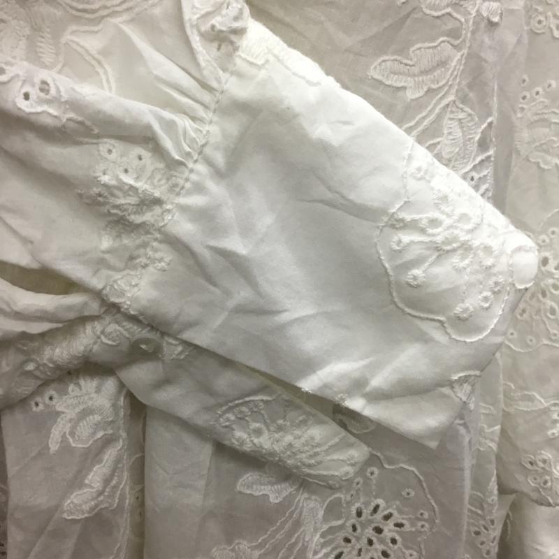 ザラ ZARA カットソー 長袖 3200 995 250 ドルマンスリーブ スキッパー M 刺繍 白 / ホワイト /  レディース USED 古着 中古 10107441