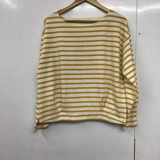 ニコアンド niko and... Tシャツ 七分袖 L ボーダー柄 白 / ホワイト / X 黄 / イエロー /  レディース USED 古着 中古 10141775