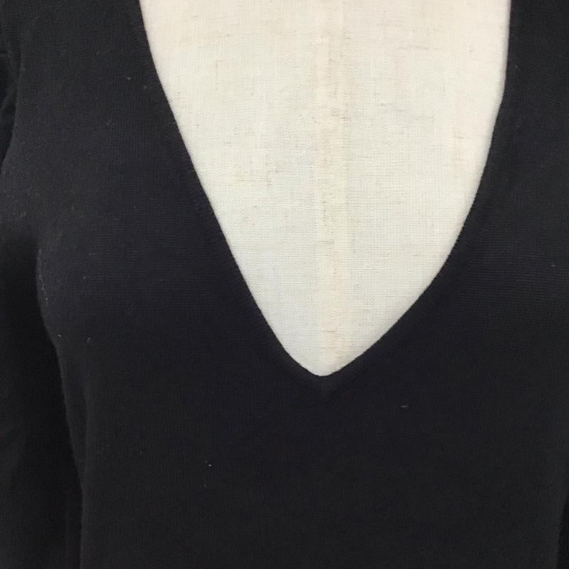 ザラ ZARA ニット、セーター 半袖 半袖ニットカットソー Vネックカットソー 半袖セーター S 無地 黒 / ブラック /  レディース USED 古着 中古 10122519