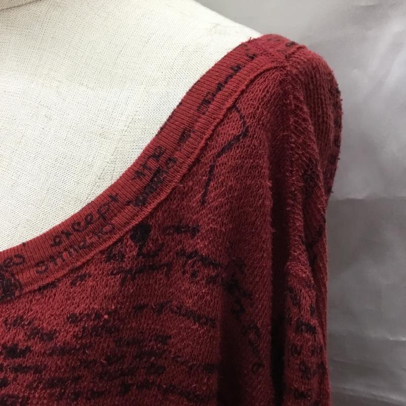 ヒステリックグラマー HYSTERIC GLAMOUR ニット、セーター 長袖 0121CS01 落書きパターン FREE 総柄 えんじ / ワインレッド /  レディース USED 古着 中古 10118044