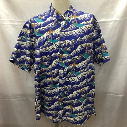 クックストリート COOKE STREET シャツ、ブラウス 半袖 アロハシャツ ボタンダウンシャツ L 総柄 青 / ブルー /  メンズ USED 古着 中古 10108974