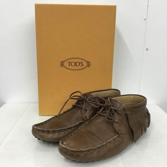 トッズ TOD S カジュアルシューズ カジュアルシューズ レザー フリンジ 81/2 箱有 無地 茶 / ブラウン /  メンズ USED 古着 中古 10142715