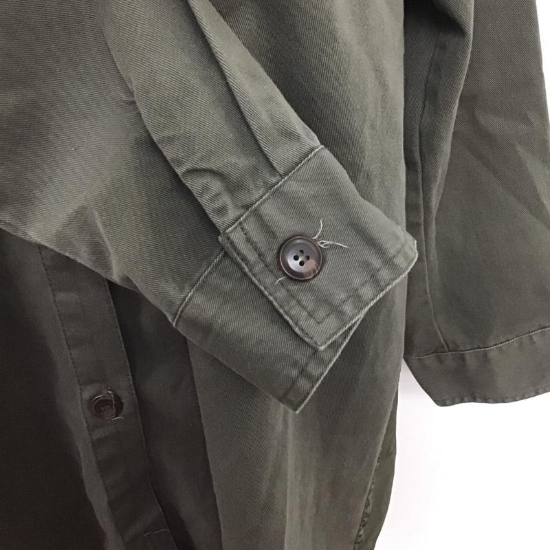 ザラ ZARA ワンピース ミニスカート 5854 033 505 異素材ドッキングシャツ オーバーサイズ シャツワンピース S 無地 カーキ / カーキ /  レディース USED 古着 中古 10109647