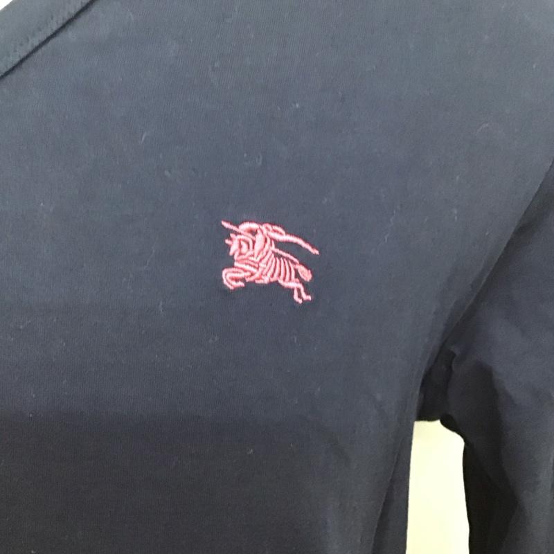 バーバリーブラックレーベル BURBERRY BLACK LABEL カットソー 長袖 長袖カットソー Vネックカットソー ロングスリーブカットソー プリントTシャツ 3 ロゴ、文字 紺 / ネイビー /  メンズ USED 古着 中古 10113916