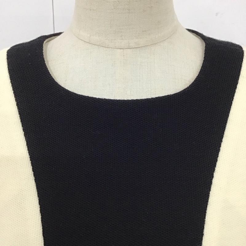 ピエール カルダン pierre cardin ワンピース ひざ丈スカート ノースリーブワンピース ロングワンピース タイトワンピース ボーダー 38 ボーダー柄 白 / ホワイト / X 黒 / ブラック /  レディース USED 古着 中古 10122446