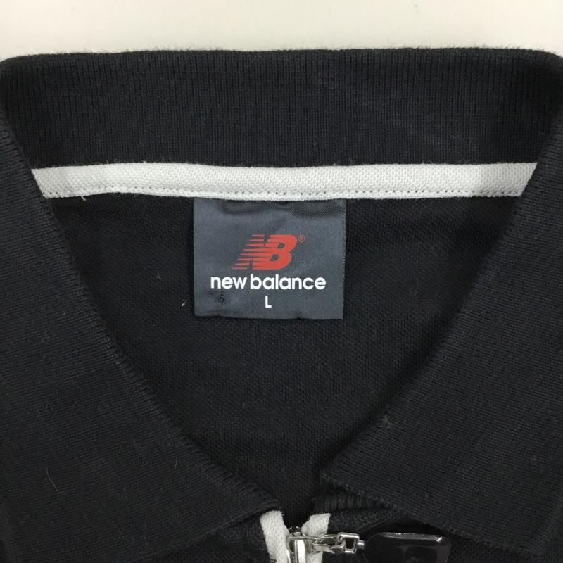 ニューバランス New Balance ポロシャツ 半袖 K584NB449C ハーフジップ L ロゴ、文字 黒 / ブラック /  メンズ USED 古着 中古 10115541
