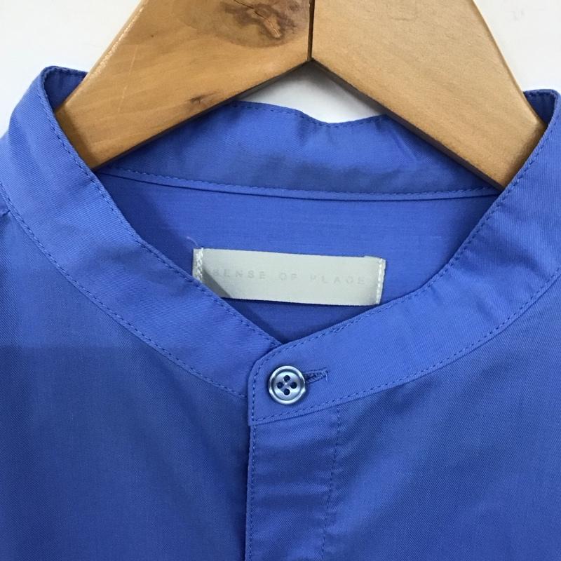 センスオブプレイス SENSEOFPLACE シャツ、ブラウス 長袖 aa04-13c013 バンドカラーシャツ 長袖シャツ ノーカラーシャツ L 無地 青 / ブルー /  メンズ USED 古着 中古 10128678