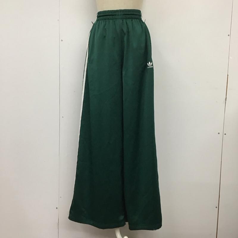 アディダス adidas ボトムス ボトムス 1W7002 ワイドレッグ トラックパンツ XS ロゴ、文字 緑 / グリーン / X 白 / ホワイト /  レディース USED 古着 中古 10120067