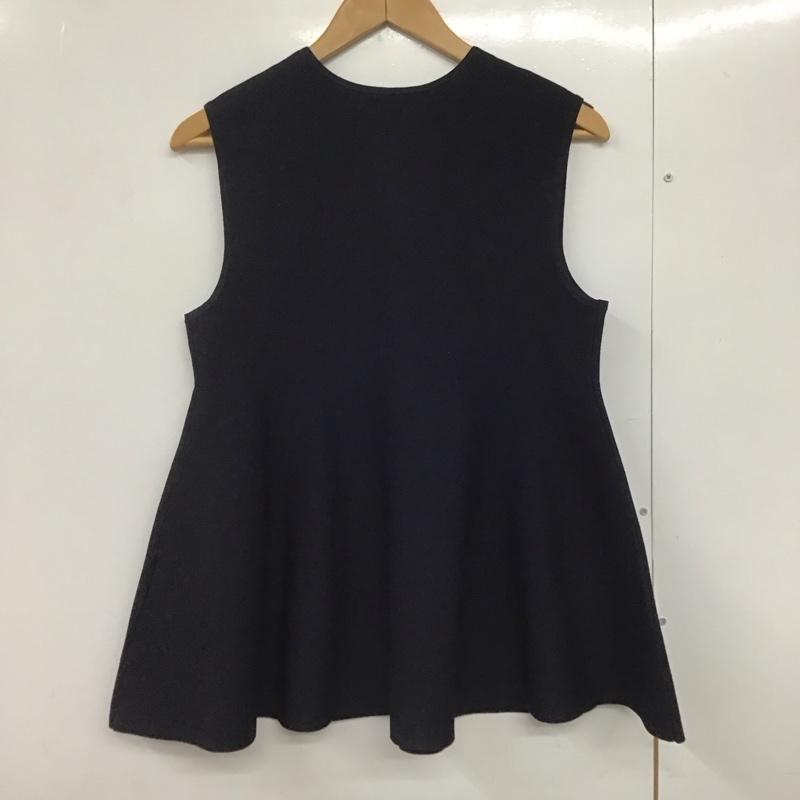 ユナイテッドアローズグリーンレーベルリラクシング UNITED ARROWS green label relaxing ニット、セーター 半袖 3518-119-0383 ソフト ペプラム ジレ ニット プルオーバー 無地 紺 / ネイビー /  レディース USED 古着 中古 10141246